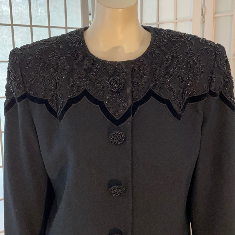 Nolan Miller Beaded Sharp Shoulder Jacket Sz 12